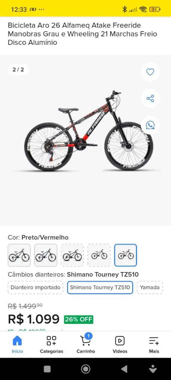 Bicicleta aro 26, 21v alfameq 