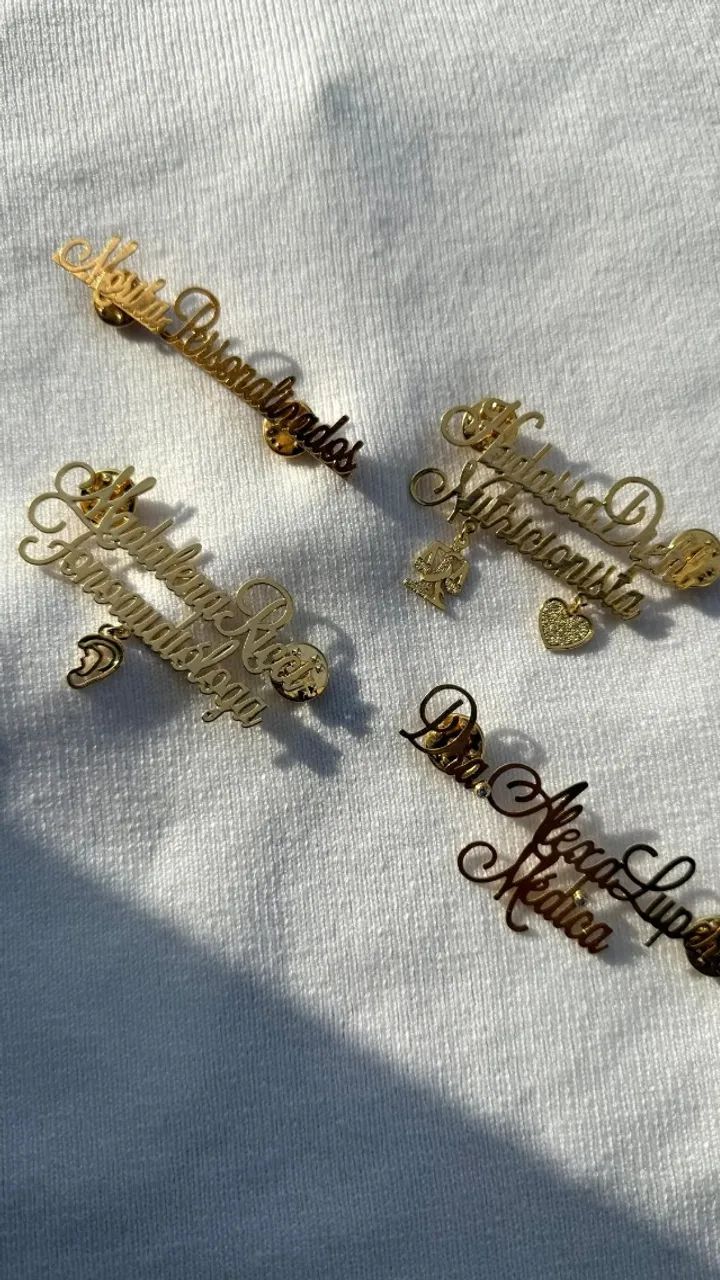 Broche profissões banho de ouro/prata