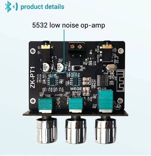 Placa bluetooth 5.0 pré amplificador digital com com controle de volume graves e agudos
