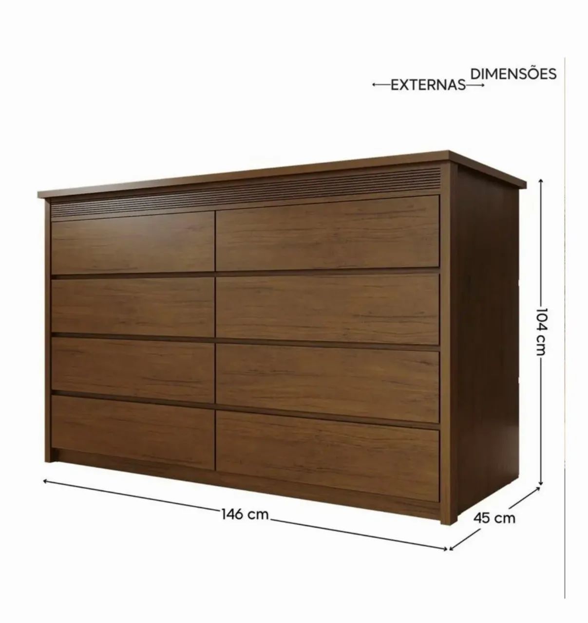 Cômoda 8 Gavetas - MDF - Foto 2