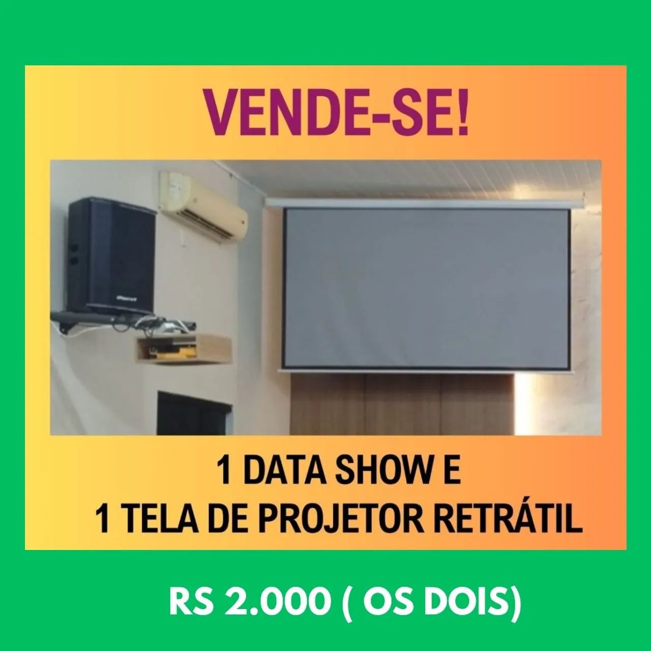 Vende-se Data show e tela de projeção retrátil 