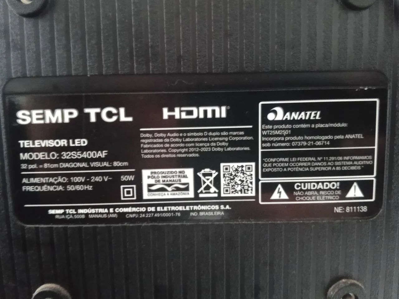 Tv TCL pra retirada de peças 