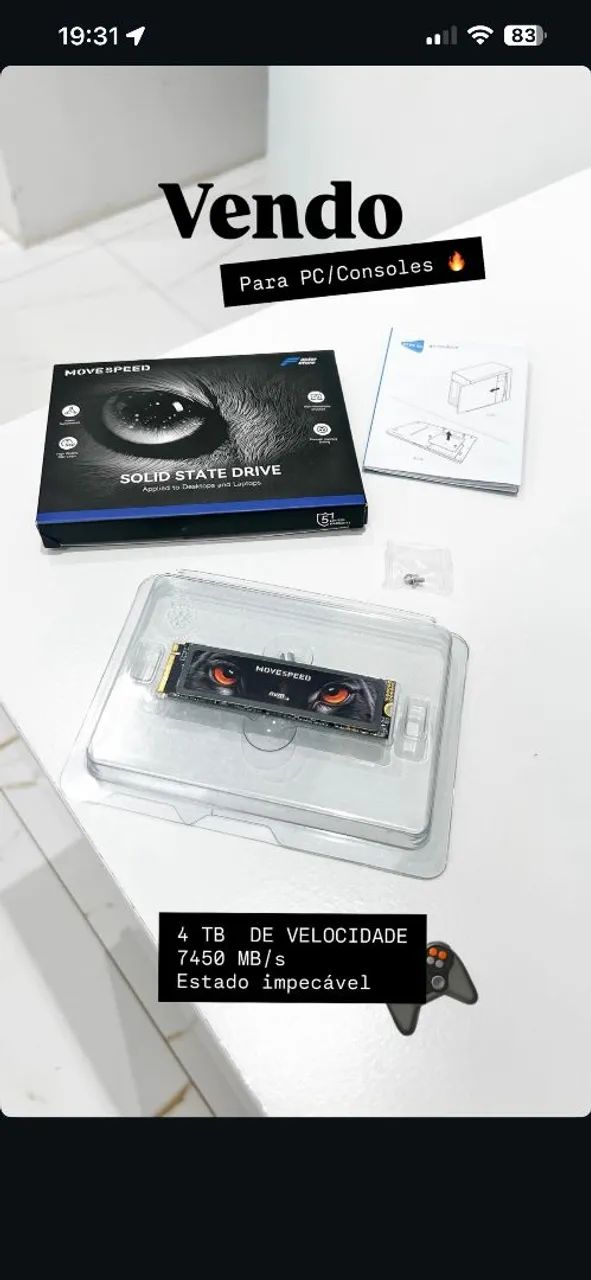 SSD NVMe M.2 4TB Movespeed Black Panther - Altíssima Velocidade! - Foto 3