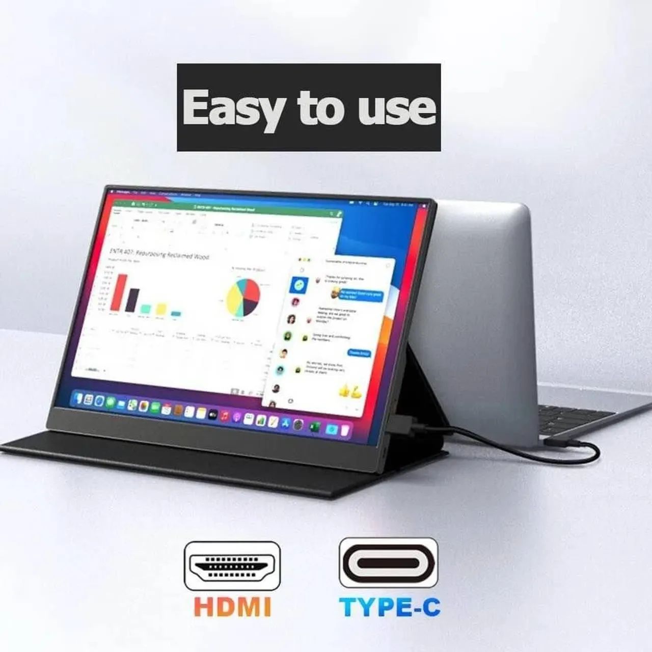 Monitor Portatil com tela sensível ao toque, 15,6 Polegada, 4K IPS, 100 ...