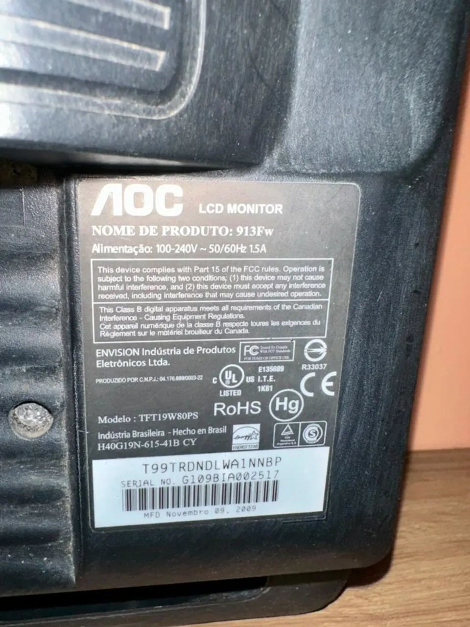 2 Monitores AOC, O AOC E966SWN é um monitor de LED com tela Widescreen de 18,5 polegadas,  - Foto 5