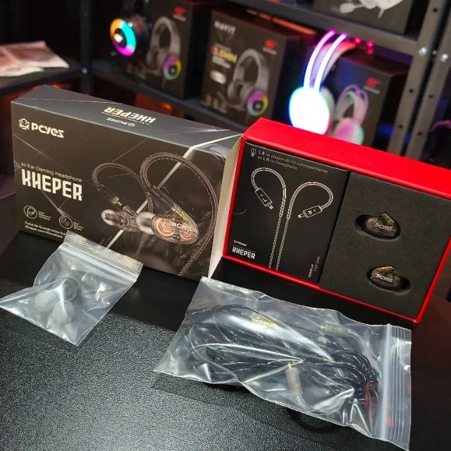 Fone gamer intra auricular com microfone Pcyes Kheper 2 drivers dinâmicos, confortável - Foto 3