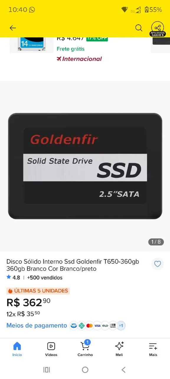 VENDO SDD 380GB