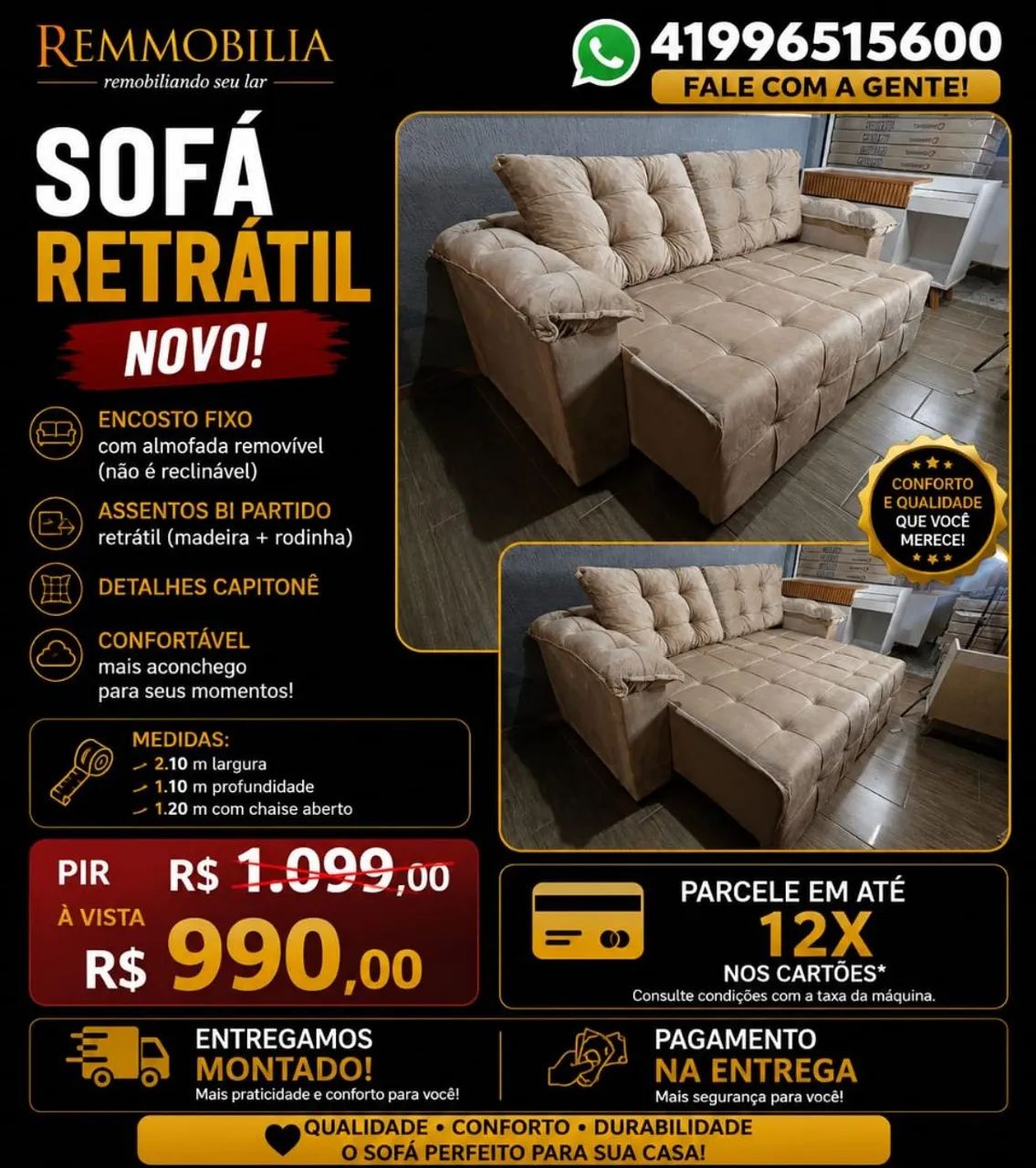 PROMOÇÃO SOFA RETRATIL NOVO - ENTREGAMOS