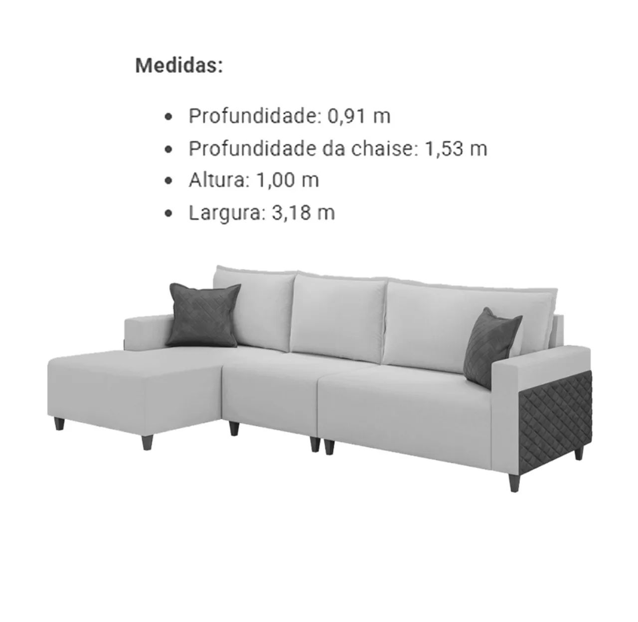 Sofá com Chaise 318cm em Linho p54 - Foto 3