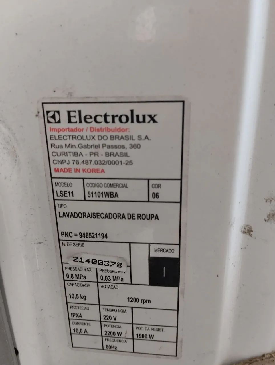 Peça pra lava e seca 