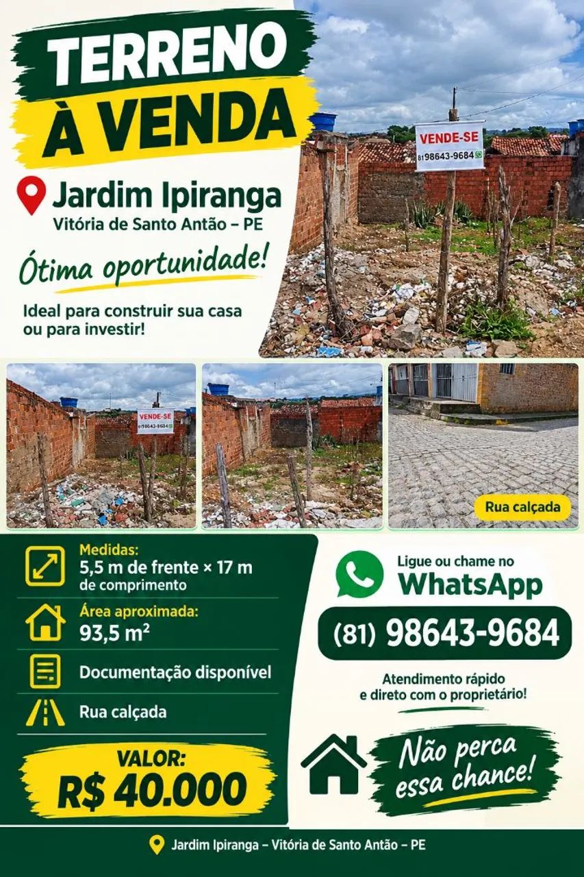 Terreno em Vitória de Santo Antão 