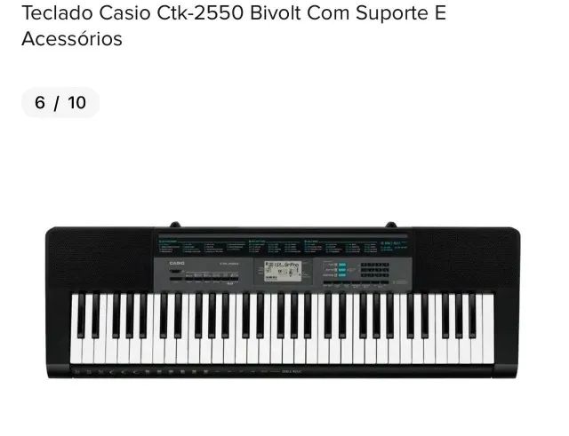 Teclado Casio Ctk-2550 Bivolt Com Suporte e Assessórios