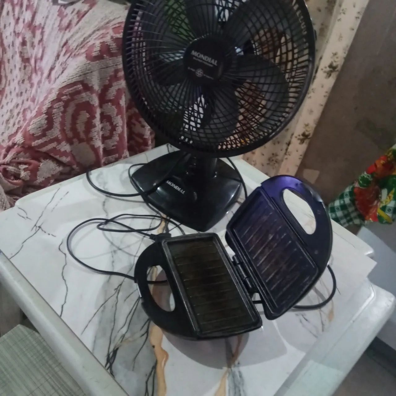 Grill e ventilador 30cm funcionando