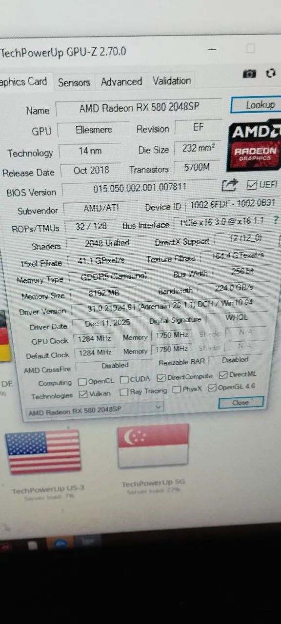 Placa de vídeo RX 580 8gb