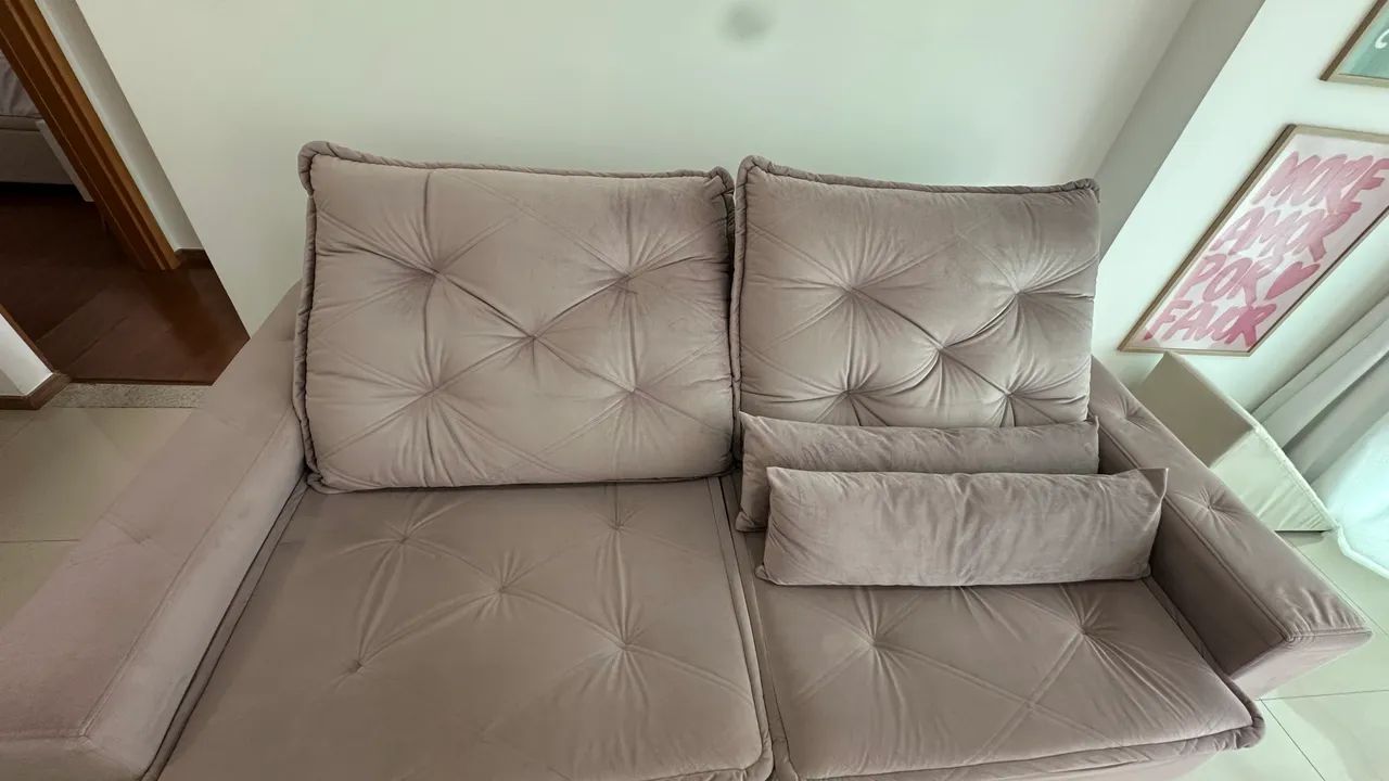 Sofá Retrátil e Reclinável Rosé 2,20m - Muito Conservado - Foto 3