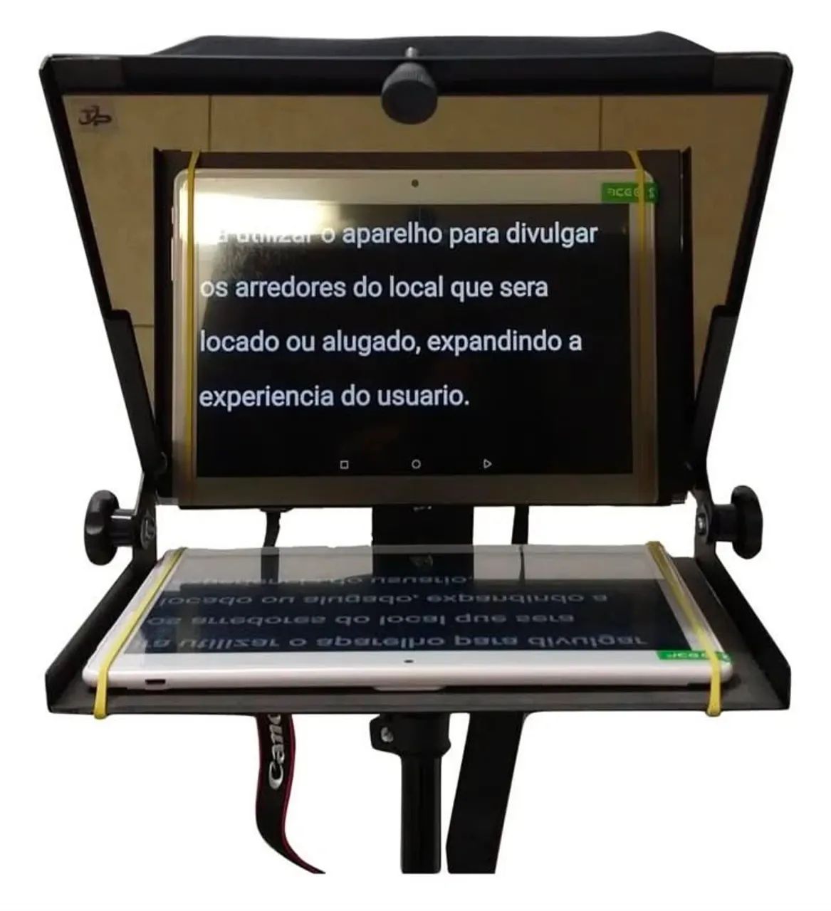 Teleprompter + tripé para celular e câmera