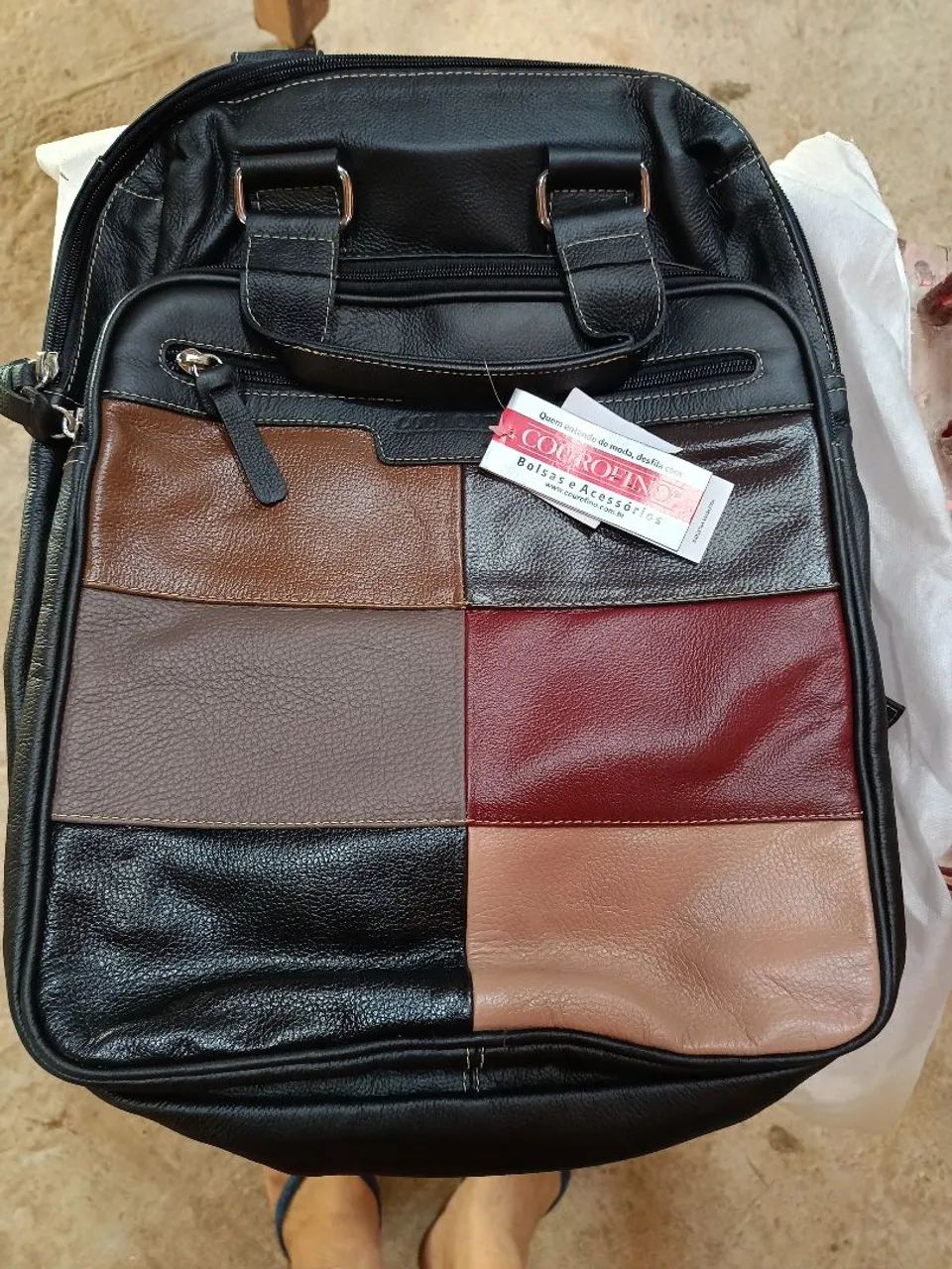 Mochila de couro fino - Foto 4