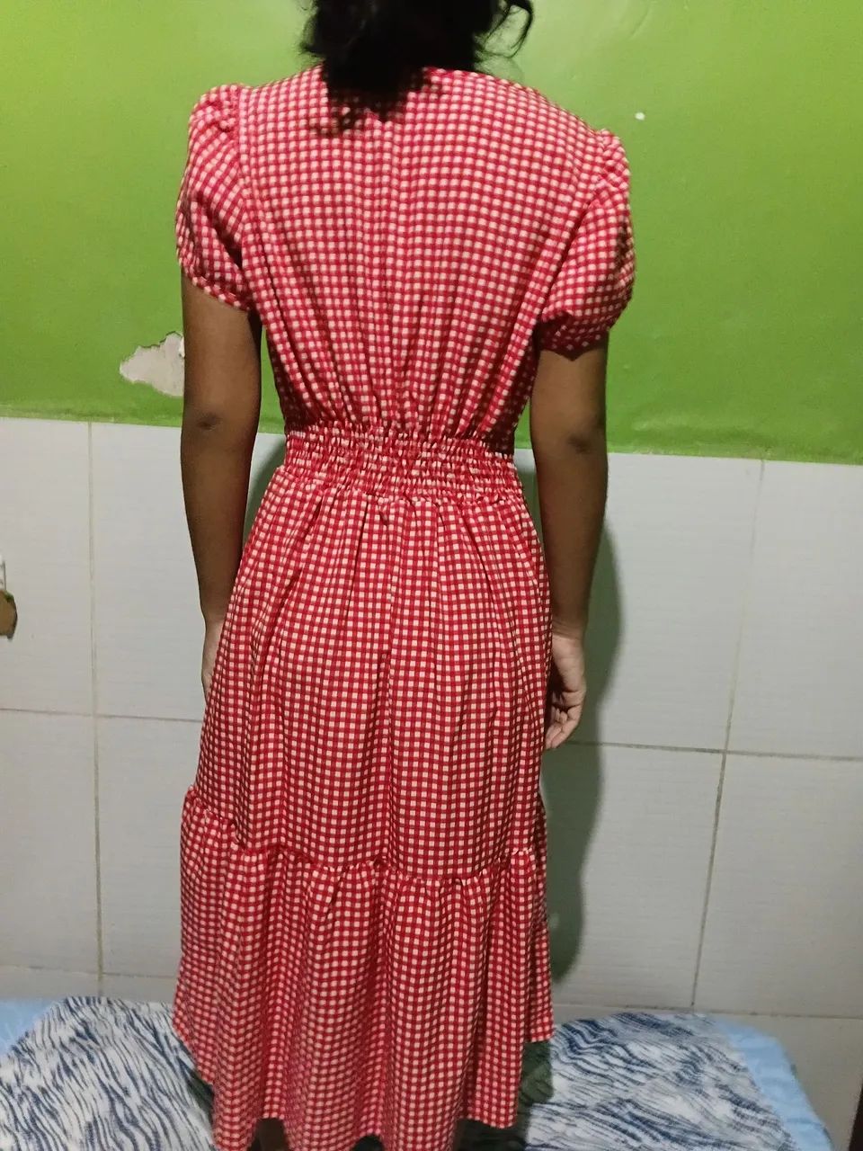 Vestido quadriculado vermelho M - Foto 2