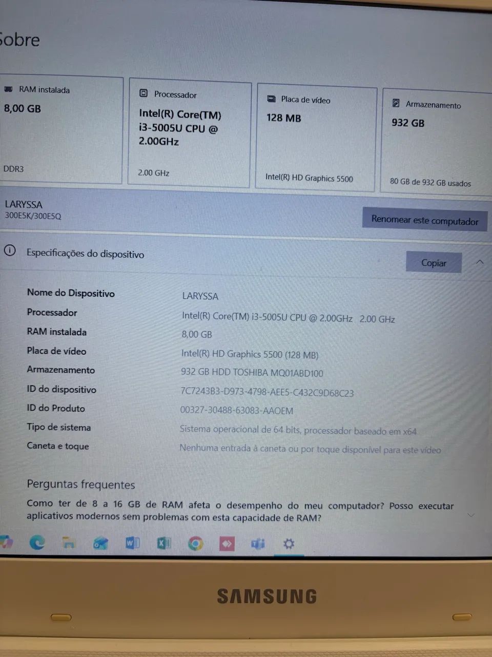 Notebook Samsung Ex / Core i3 / 15.6 / Branco - Foto 5