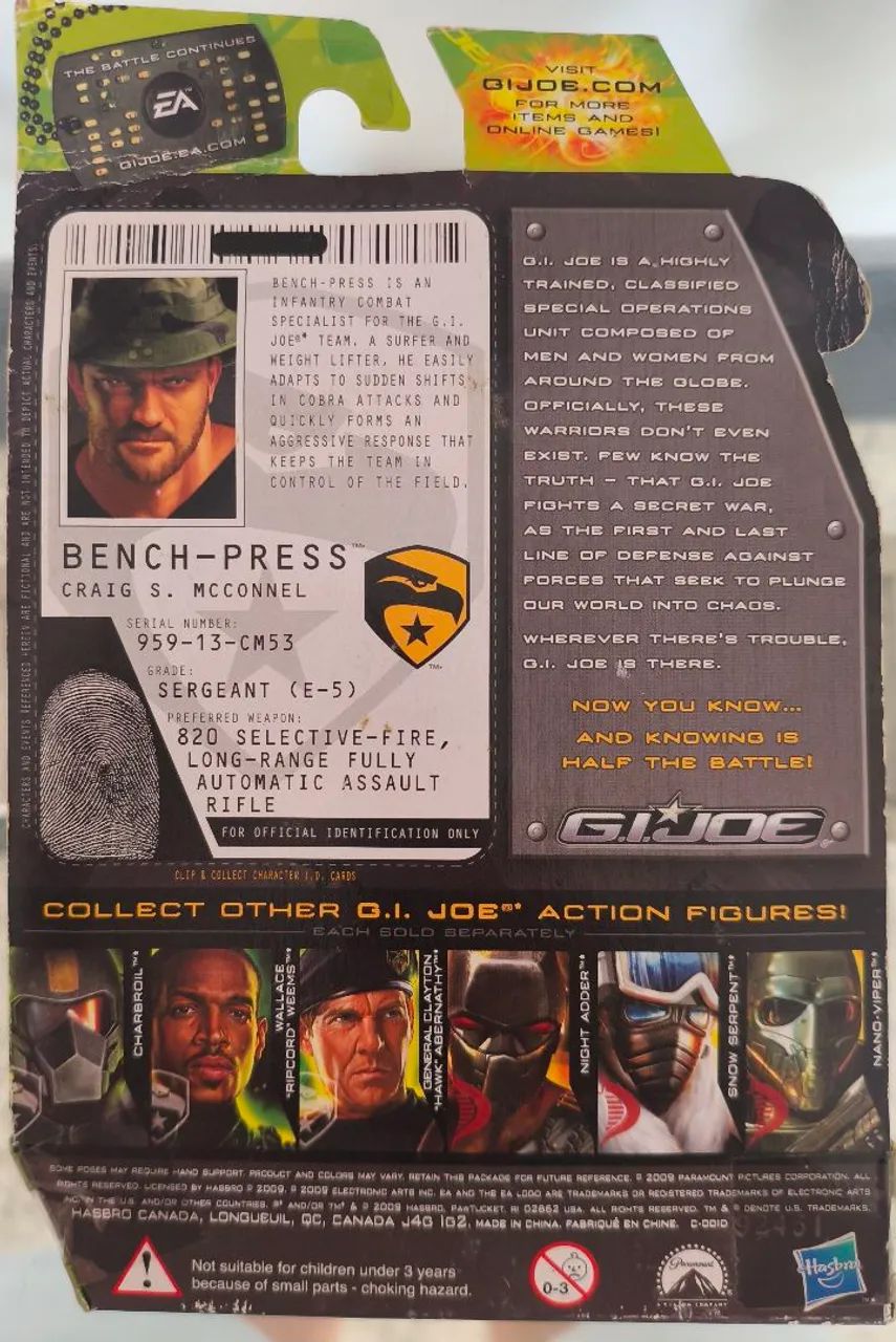 GI JOE 25TH/ RISE OF COBRA/BENCH PRESS - Foto 2