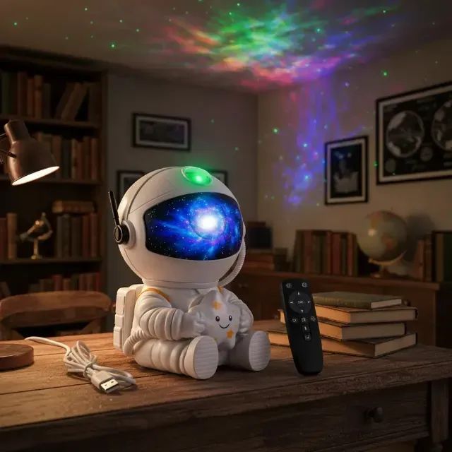 Luminária Astronauta Projetor Led Infantil Galáxia Estrela - Foto 2