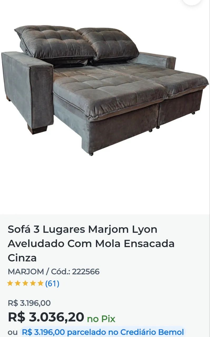 Sofá de Lux três 3 lugares  - Foto 3