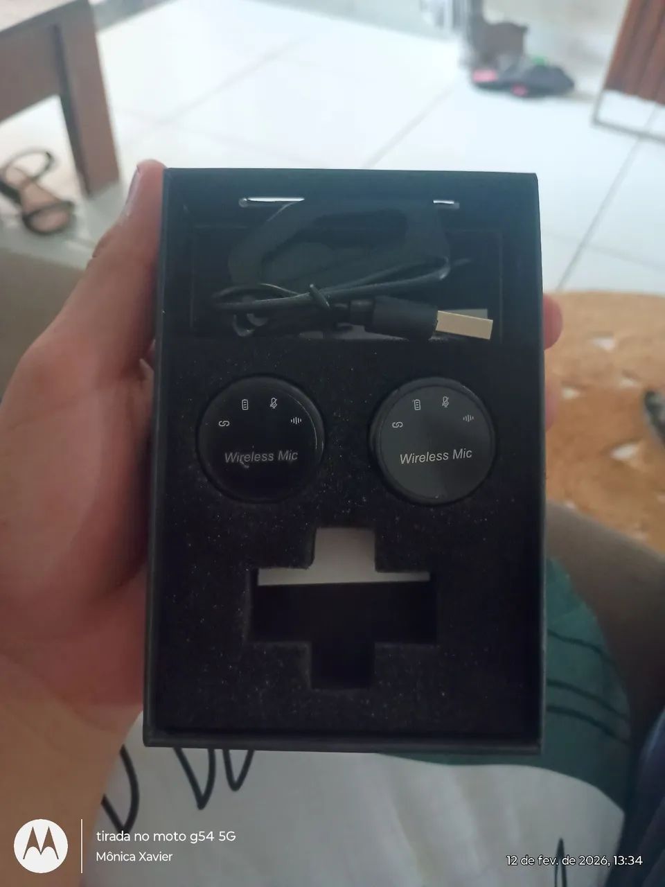 Microfone de lapela duplo sem fio compatível com iPhone e Android (usb-c)