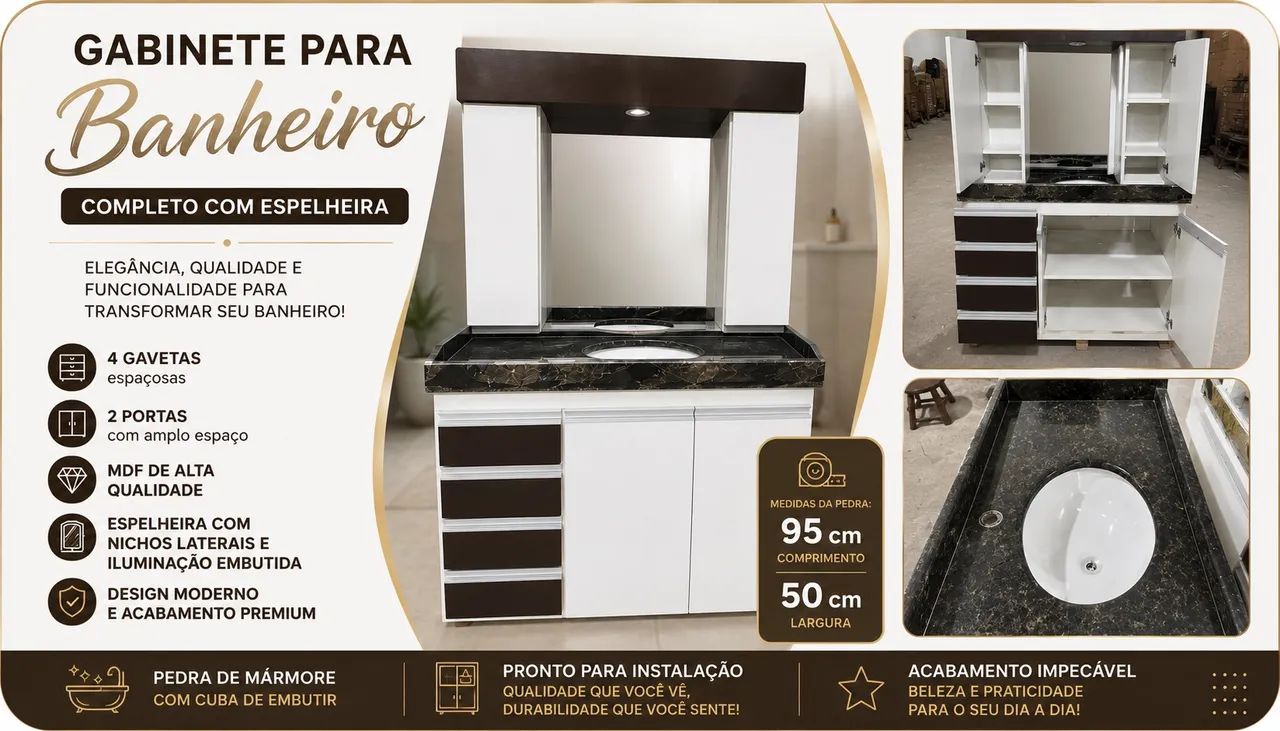 2 gabinetes de banheiro 