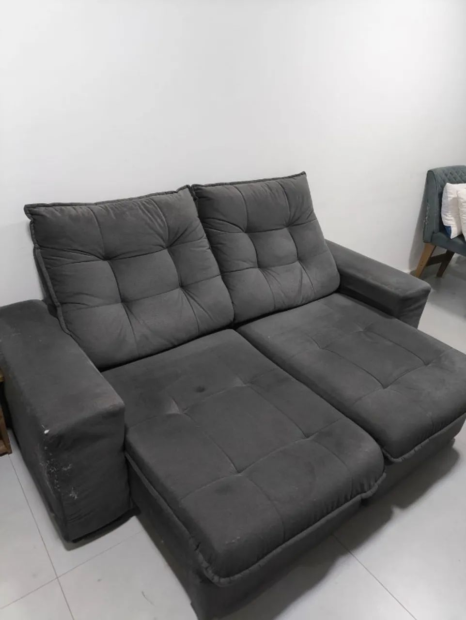 Sofá retrátil tecido suede 2,10 x 1,30m - Foto 2