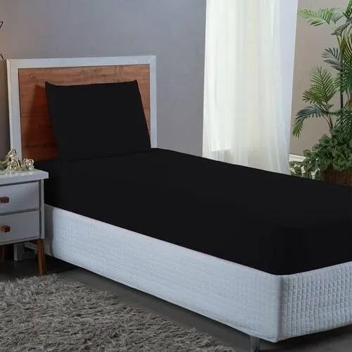 Lençol de elástico roupa de cama Preto fosco Solteiro para Berço 71x132 - Foto 2