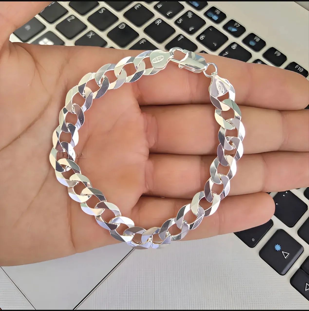 Pulseira de prata 925 legítima grumet grossa 7mm 
