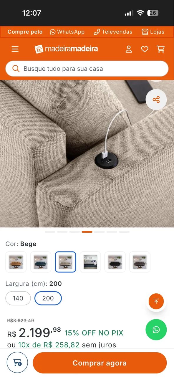 Sofá 3 lugares - 1 ano de uso !  - Foto 5