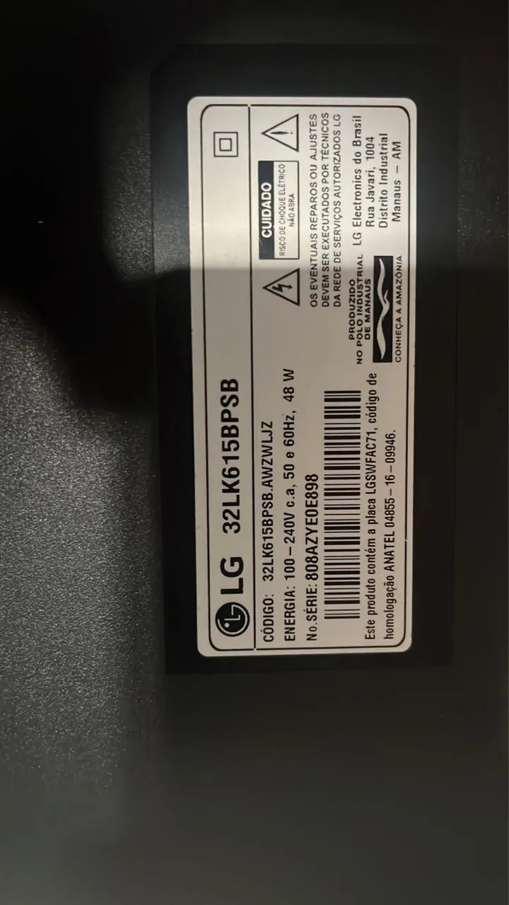TV LG 32 32LK615BPSB com Defeito