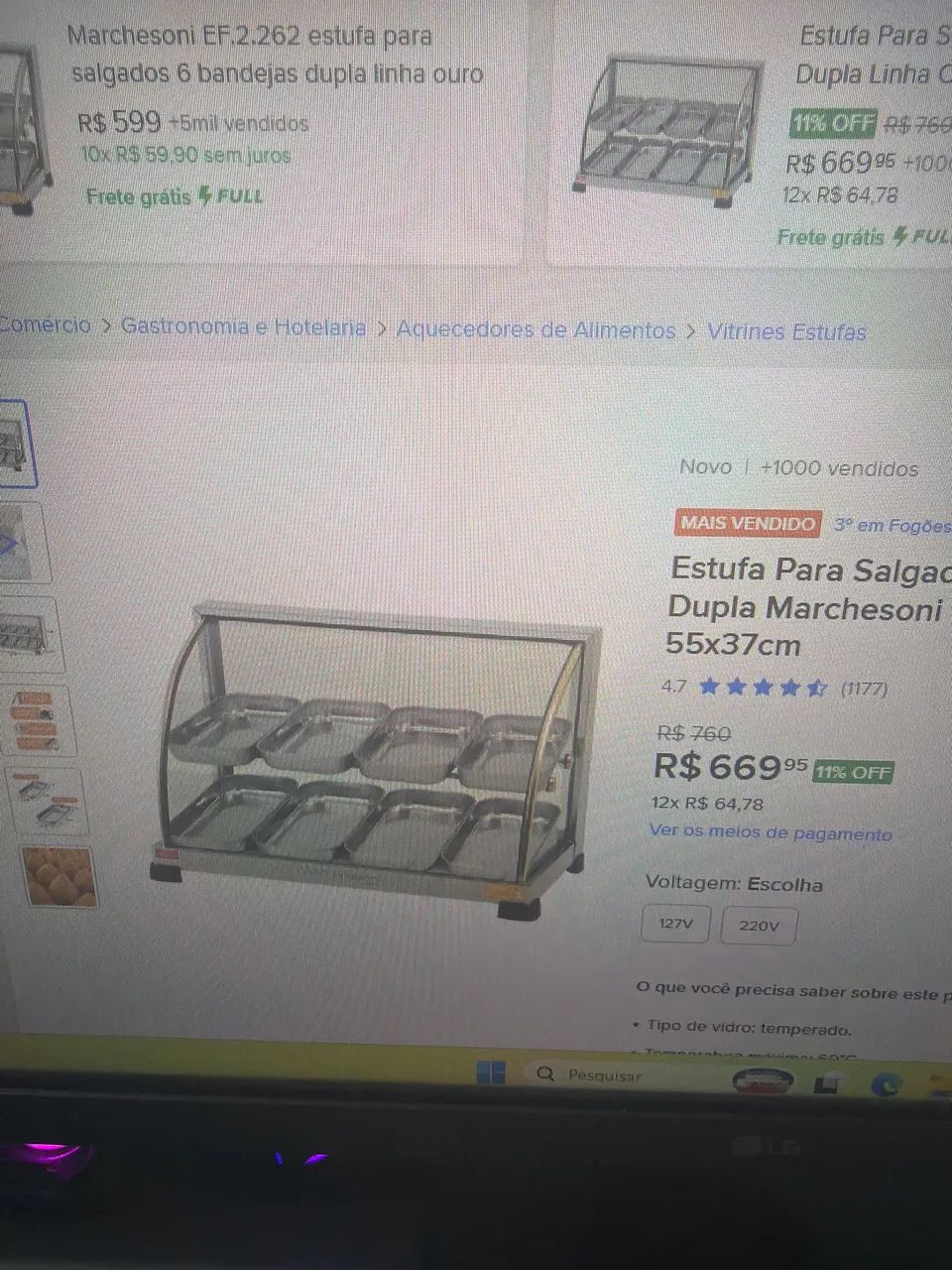 Estufa para salgados 