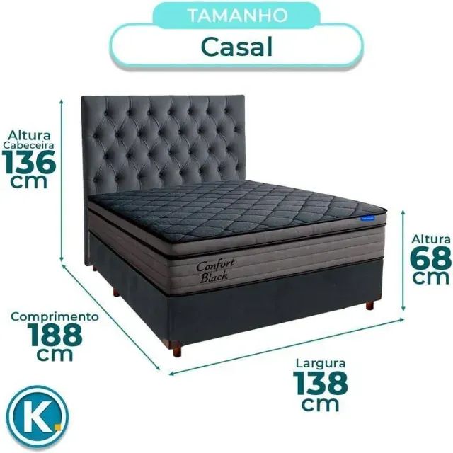 Colchão Casal Ortobom Com Base Box Cinza Escuro de Casal  - Foto 2