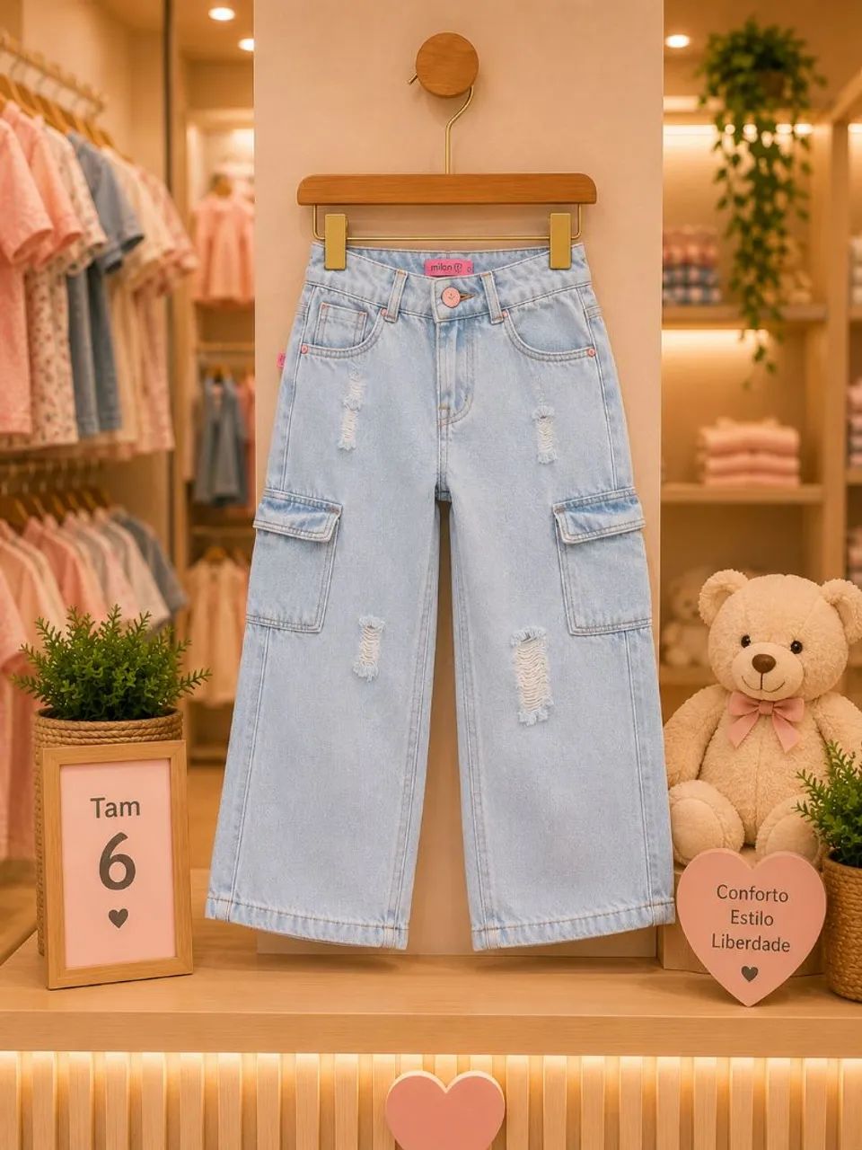 Calça jeans feminina infantil  - Foto 2