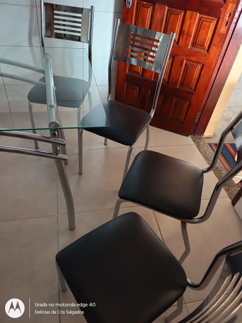 Mesa 4 cadeiras Kappesberg cromada de vidro - Foto 5
