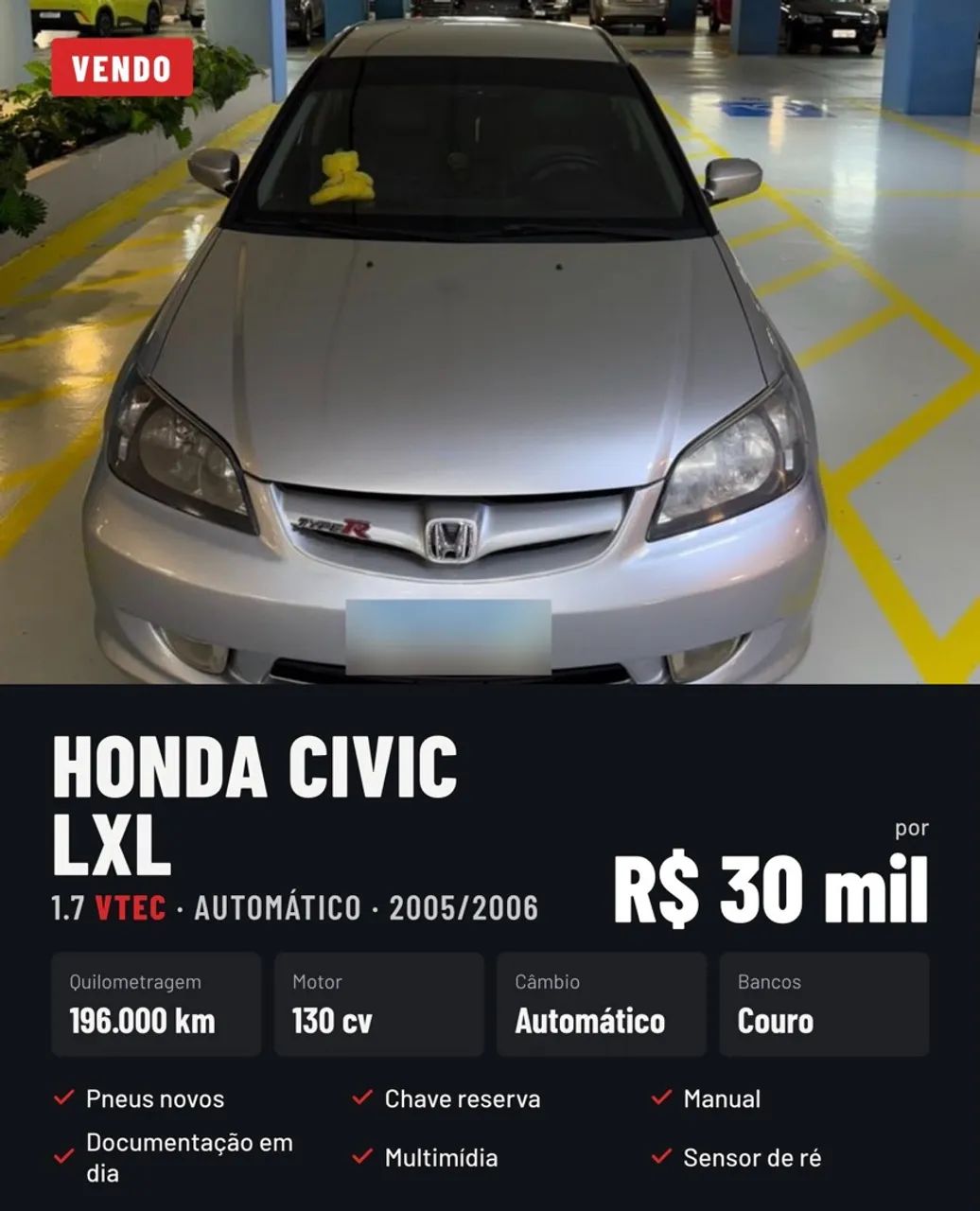 Honda Civic Civic Sedan LXL 1.7 16V 130cv Aut 4p 2006