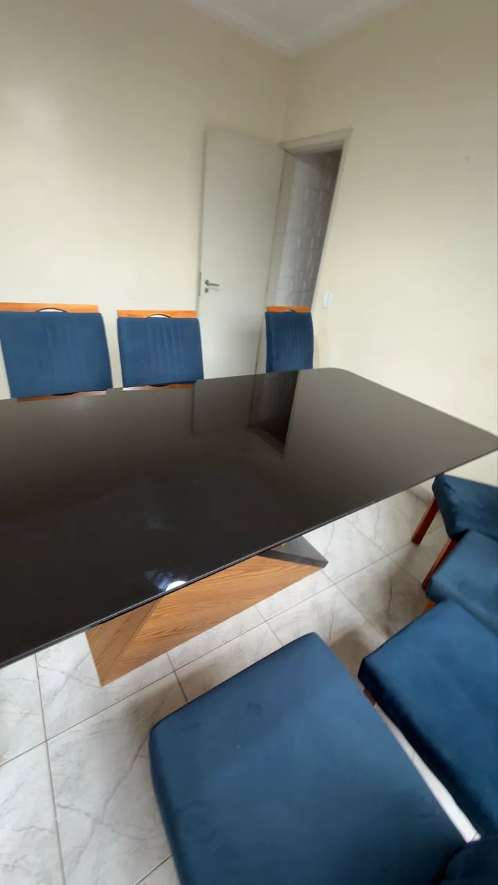 Mesa jantar luxo 6 cadeiras estofada  - Foto 4