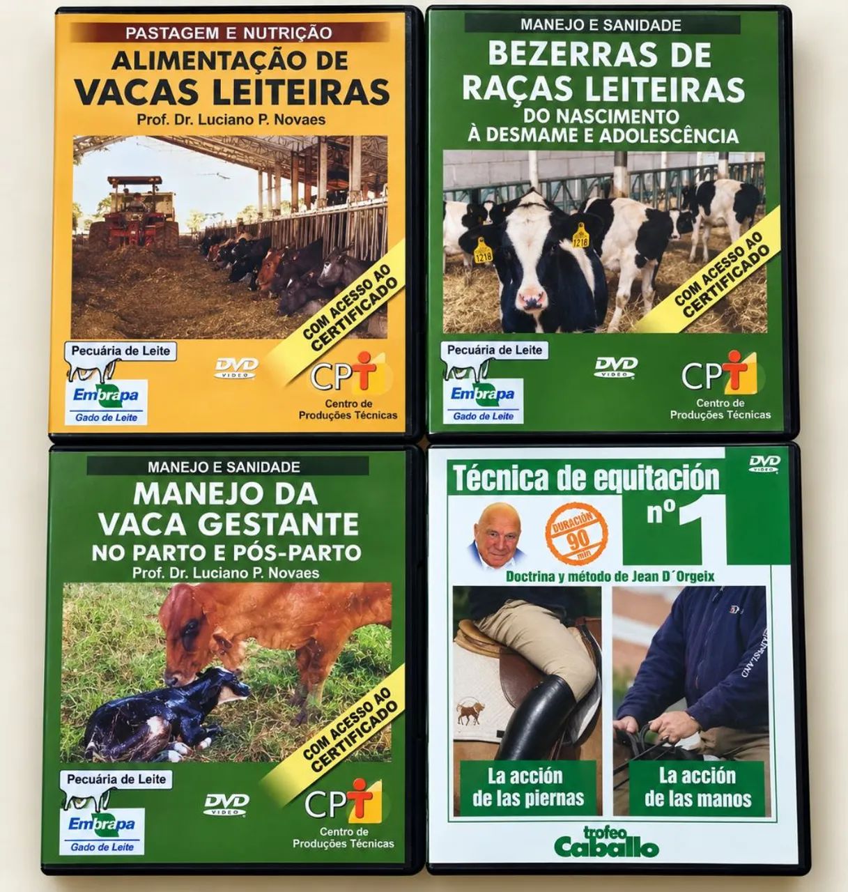 4 DVDs Veterinária - Bovinos e Equitação de Cavalos
