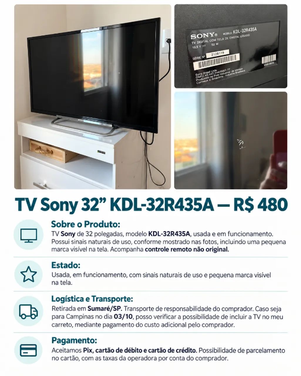 TV Sony 32? KDL-32R435A 