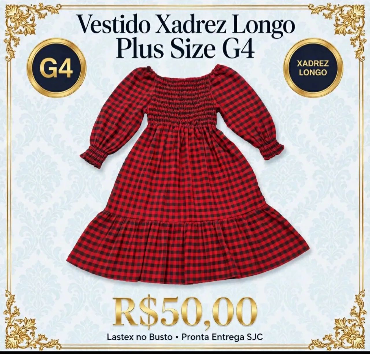 Vestido plus size xadrez 54