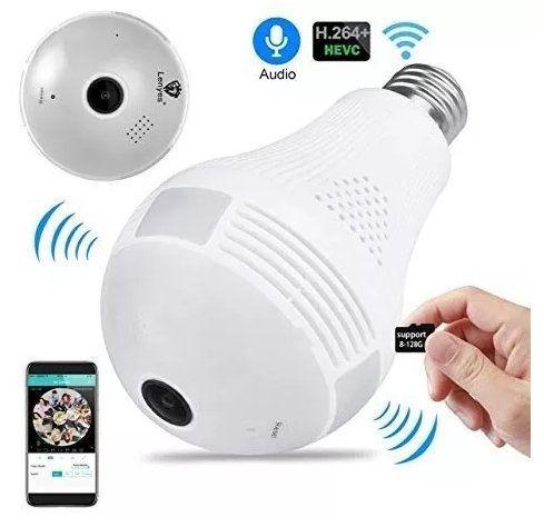 Lampada Camera Espiã Ip Led Wifi Hd Panorâmica 360º (fazemos entrega)
