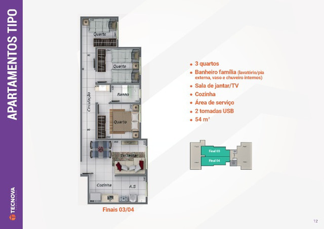Apartamento 3 quartos com sacada, 149 mil, documentação grátis - Foto 8