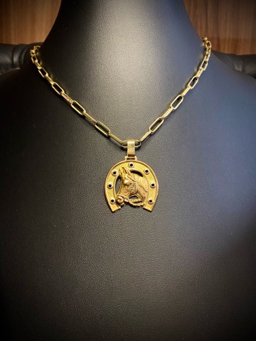 Pingente  em ouro 18 k Ferradura com Cavalo - Foto 4