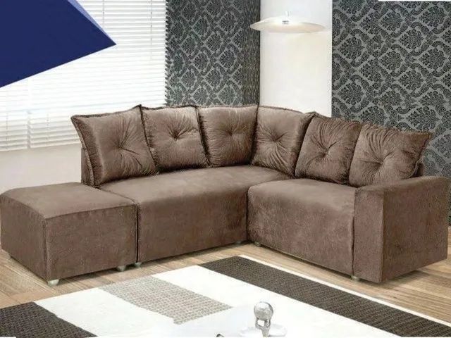 Conjunto de sofá de canto 2 x 3 lugares com Puff REF 5040 - Receba Hoje ou Amanhã!!!Set23 - Foto 3