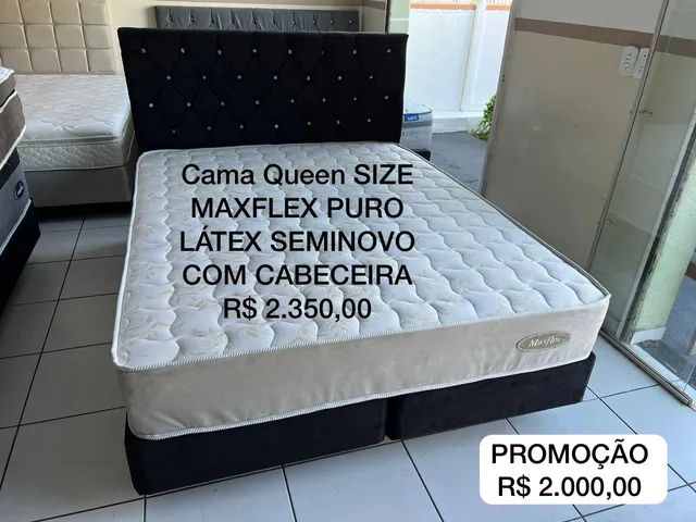cama box queen size MAXFLEX PURO LÁTEX com CABECEIRA 