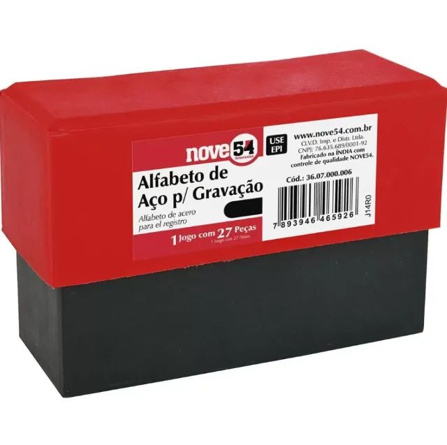Jogo Punção Alfabeto 6,0mm 27 peças Nove54