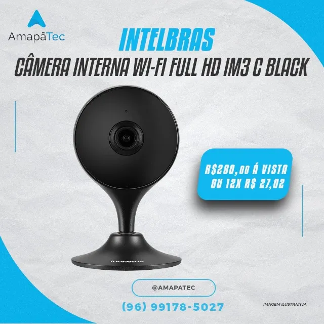 Câmera Interna Inteligente Intelbras Im3C Wi-fi FULL HD Onvif Função Babá Eletrônica,