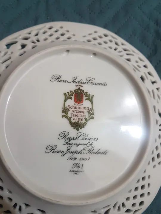 Prato Decorativo -  Pierre Joseph Redouté - Série Rosas Clássicas - Vintage - Foto 2